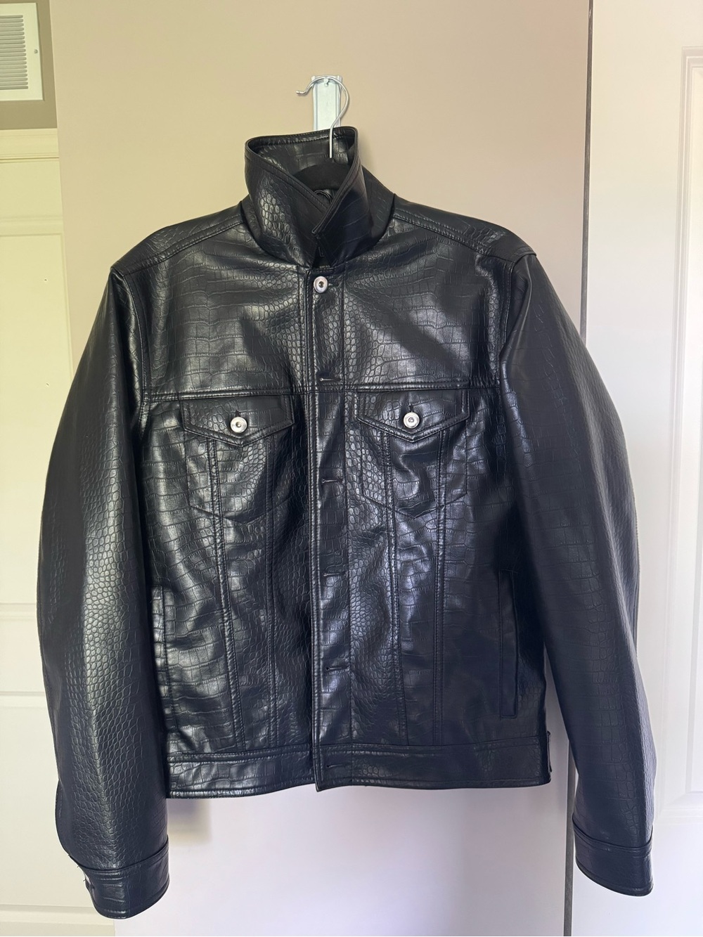 Urban Outfitters Black Croc Faux Leather Jacket S